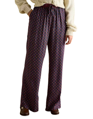 Women's Satin Wide Leg Trousers in Red