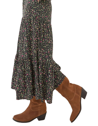 Women's Long Sleeve Dahlia Ditsy Maxi Dress in Black