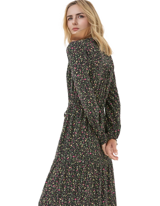 Women's Long Sleeve Dahlia Ditsy Maxi Dress in Black