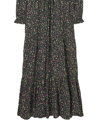 Women's Long Sleeve Dahlia Ditsy Maxi Dress in Black