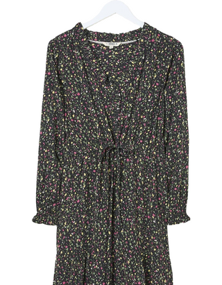 Women's Long Sleeve Dahlia Ditsy Maxi Dress in Black