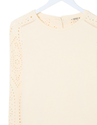 Women's Broderie Crew 100% Cotton Sweatshirt in Ivory