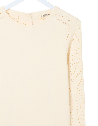 Women's Broderie Crew 100% Cotton Sweatshirt in Ivory