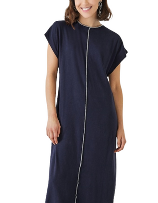 Women's 100% Cotton Alessia Jersey Maxi Dress in Navy Blue