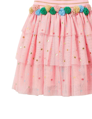 Mini Boden Girls Tiered Tulle Ruffle Dress in Pink (Imperfect)