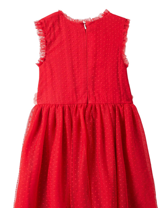 Mini Boden Girl's Floral Corsage Dress in Rockabilly Red (Imperfect)