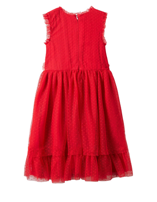 Mini Boden Girl's Floral Corsage Dress in Rockabilly Red (Imperfect)