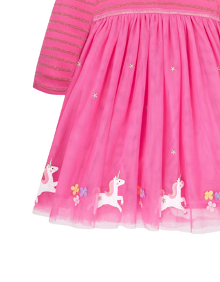 Jojo Maman Girls' Unicorn Party Dress in Fuchsia Pink (Imperfect)