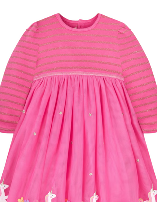 Jojo Maman Girls' Unicorn Party Dress in Fuchsia Pink (Imperfect)
