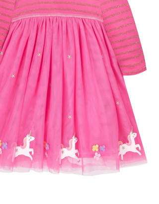Jojo Maman Girls' Unicorn Party Dress in Fuchsia Pink (Imperfect)