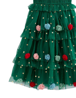 Mini Boden Girls' Maude Ruffle Christmas Tree Tulle Dress in Green (Imperfect)