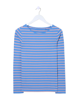 Women's Multi 100% Cotton Long Sleeve Summer Breton T-Shirt in Blue (Imperfect)
