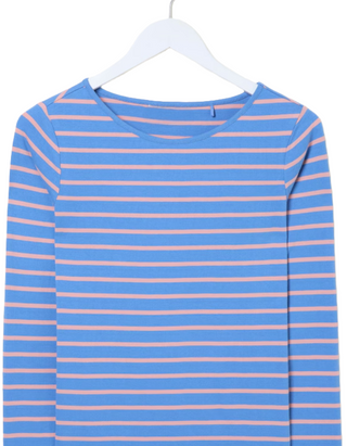 Women's Multi 100% Cotton Long Sleeve Summer Breton T-Shirt in Blue (Imperfect)