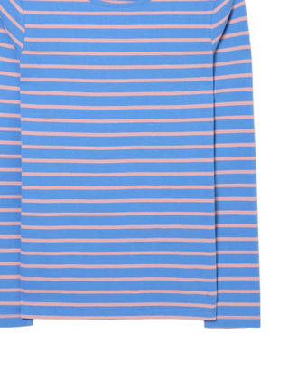 Women's Multi 100% Cotton Long Sleeve Summer Breton T-Shirt in Blue (Imperfect)