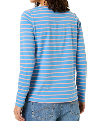 Women's Multi 100% Cotton Long Sleeve Summer Breton T-Shirt in Blue (Imperfect)