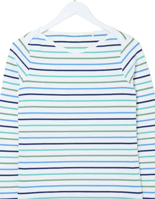 Women's Cotton Long Sleeve Breton Top in Teal Multi (Imperfect)