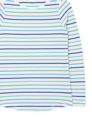 Women's Cotton Long Sleeve Breton Top in Teal Multi (Imperfect)