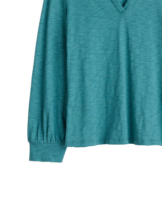 Women's Owles Point V-Neck Jersey Shirt in Teal Wreckag Green (Imperfect)