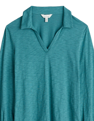 Women's Owles Point V-Neck Jersey Shirt in Teal Wreckag Green (Imperfect)