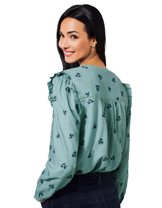 Women's Florine Embroidered Shirt in Teal