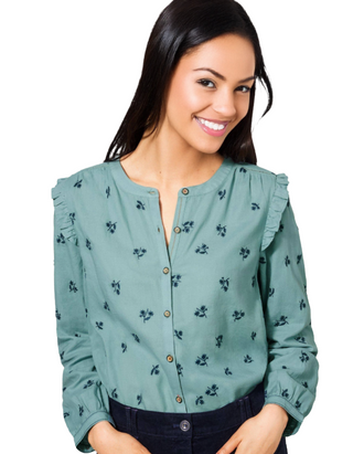 Women's Florine Embroidered Shirt in Teal