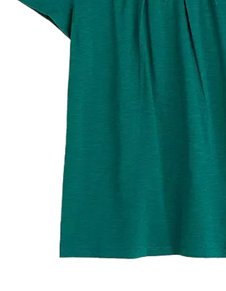 Women's Short Sleeve Appletree Keyhole Detail T-Shirt in Green Petite
