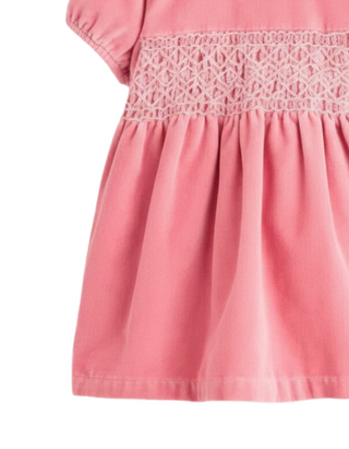 MIni Boden Girl's Velvet Smocked Dress in Pink (IMPERFECT)
