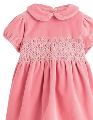 MIni Boden Girl's Velvet Smocked Dress in Pink (IMPERFECT)