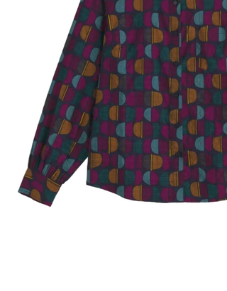 Women's Isla Semi-Fitted Shirt in Half Moon Stamp Maritime