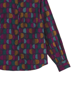 Women's Isla Semi-Fitted Shirt in Half Moon Stamp Maritime