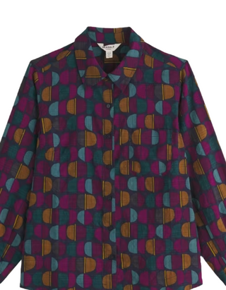 Women's Isla Semi-Fitted Shirt in Half Moon Stamp Maritime