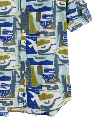 Women's Wren Flutter Shirt in Green Windowscape Sketch Chalk