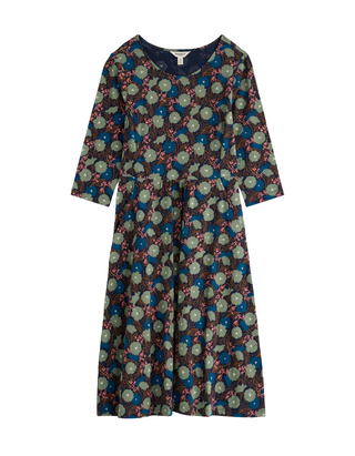 Women's 3/4 Sleeve April Jersey Dress in Grass Meadow Maritime Mast