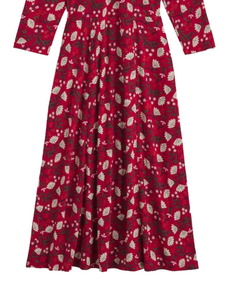 Women's 3/4 Sleeve 3/4 Nancy Dress in Winter Wildflower Carmine