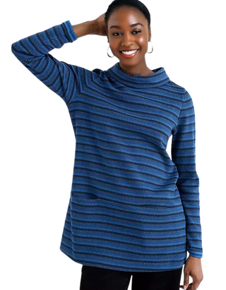 Women's Mawgan Porth Jacquard Jersey Tunic in Chesten Blue Marine