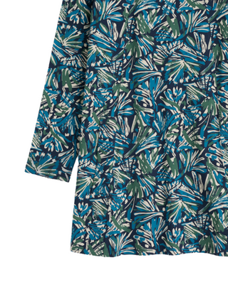 Women's Screenprint Long Sleeve A-Line Tunic in Artist Marks Maritime