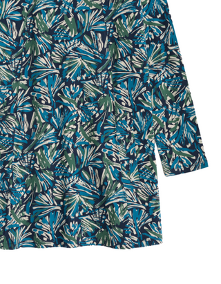 Women's Screenprint Long Sleeve A-Line Tunic in Artist Marks Maritime