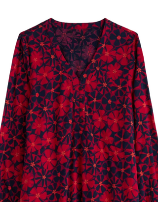 Women's Peg Loom A-Line Jersey Tunic in Handicraft Flowers Jam