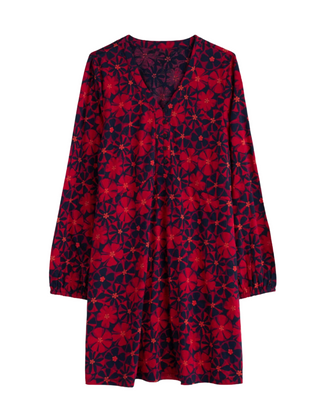 Women's Peg Loom A-Line Jersey Tunic in Handicraft Flowers Jam