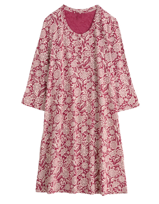 Women's Star Chart Jersey Nightdress in Folky Snowflake Dahlia Aran