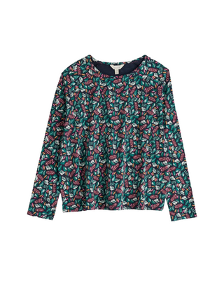 Women's Setting Sun Pyjama Set in Sunlit Leaves Dark Jade