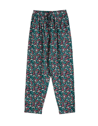 Women's Setting Sun Pyjama Set in Sunlit Leaves Dark Jade