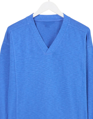 Women's Gigi V Neck Sweatshirt in Mid Blue