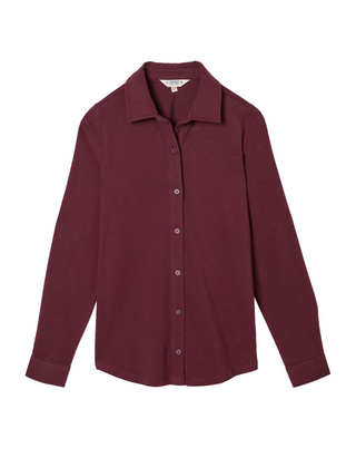Women's Selby Cotton Jersey Shirt in Burgundy (IMPERFECT)