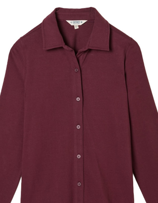 Women's Selby Cotton Jersey Shirt in Burgundy (IMPERFECT)