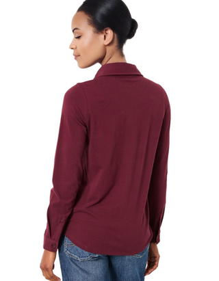 Women's Selby Cotton Jersey Shirt in Burgundy (IMPERFECT)