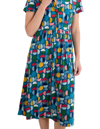 Women's Mainland short Sleeve Jersey Dress Multi Stacked Buoys Mid Teal