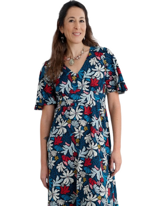 Women's Chateaux Short Sleeve Dress Seaweed Flower Maritime