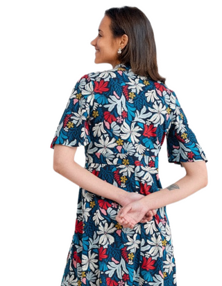 Women's Chateaux Short Sleeve Dress Seaweed Flower Maritime