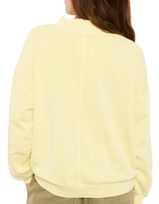 Women's Cotton Long Sleeve Lars V Neck Sweat Top in Yellow Plain (IMPERFECT)